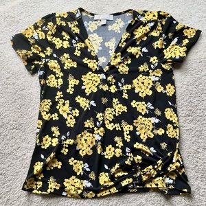 Michael Kors Short-Sleeve Wrap Top XS